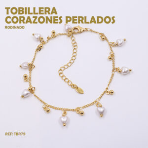 TOBILLERA CORAZONES PERLADOS